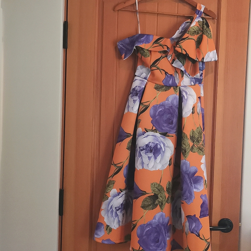 ASOS one shoulder floral scuba dress